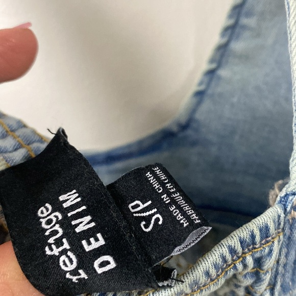 Y2K RUFUGE DENIM CROP TOP CORSET STYLE SMOCKED BACK Denim Crop Top SZ SMALL - Picture 7 of 7